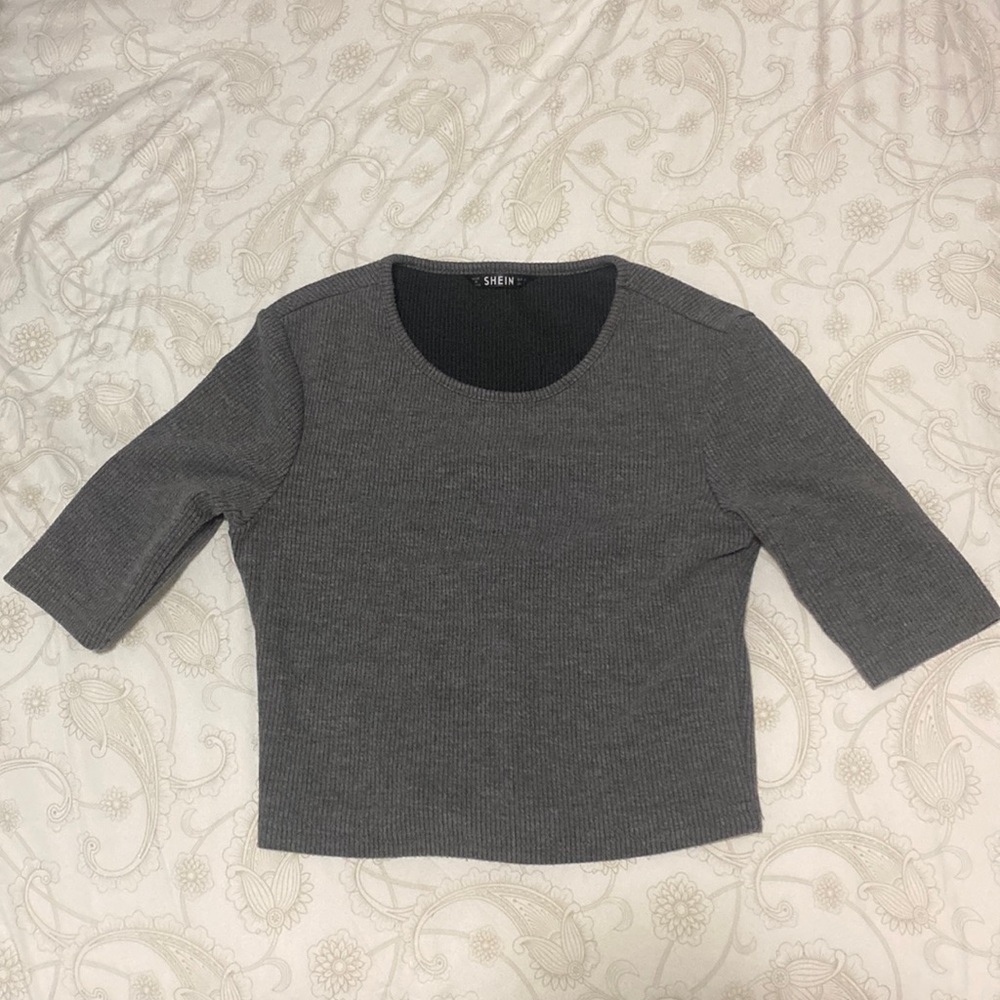 Cropped Short sleeve ribbed T-shirt